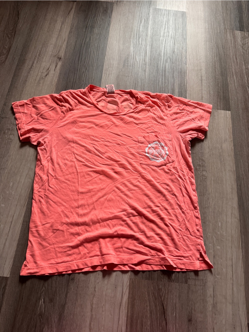 PINK Victoria's Secret Coral Short Sleeve Pocket Tee